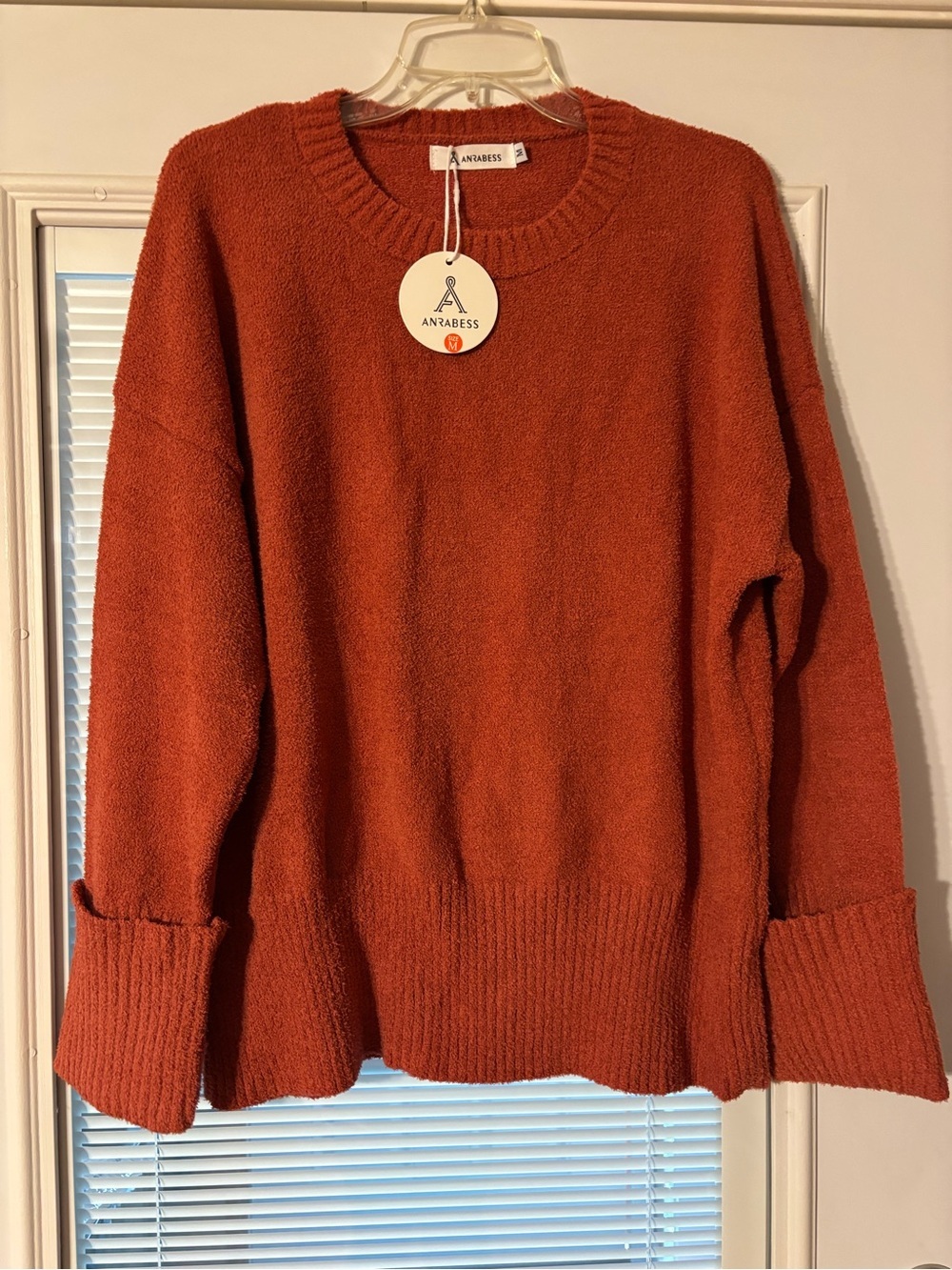 An'Babess Women's Crewneck Sweater in Rust Orange